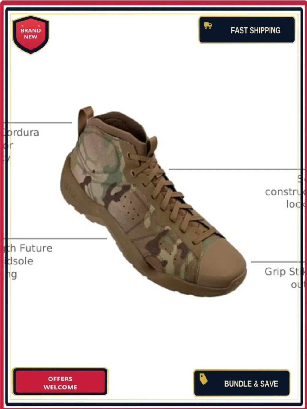 Tactical Combat Boots Lightweight Amphibious Military Boots Lace-Up Quick-Dry